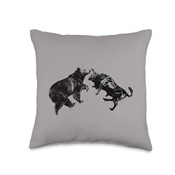 Trading Bull and Bear Stock Market Forex Trader Throw Pillow, 16×16, Multicolor