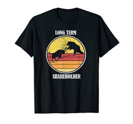 Stock Investing Bull vs Bear Long Term Shareholder Investor T-Shirt