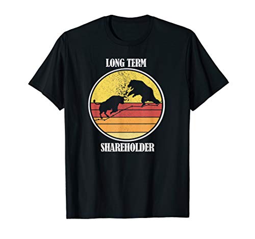 Stock Investing Bull vs Bear Long Term Shareholder Investor T-Shirt