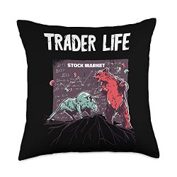 Day Trading Stock Market Investing Stock Trading Day Trading Life Investor Crypto Stock Market Trader Throw Pillow, 18×18, Multicolor