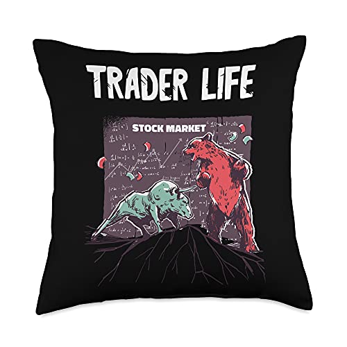 Day Trading Stock Market Investing Stock Trading Day Trading Life Investor Crypto Stock Market Trader Throw Pillow, 18×18, Multicolor