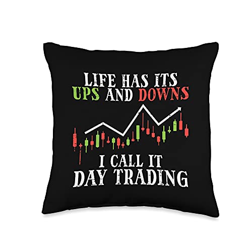 Crypto Decor Bitcoin Stock Trading Trader Gifts Life Ups and Downs Day Trading Crypto Stock Market Trader Throw Pillow, 16×16, Multicolor