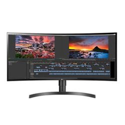 LG 34WN80C-B UltraWide Monitor 34” 21:9 Curved WQHD (3440 x 1440) IPS Display, USB Type-C (60W PD) , sRGB 99% Color Gamut, 3-Side Virtually Borderless Design, Tilt/Height Adjustable Stand – Black