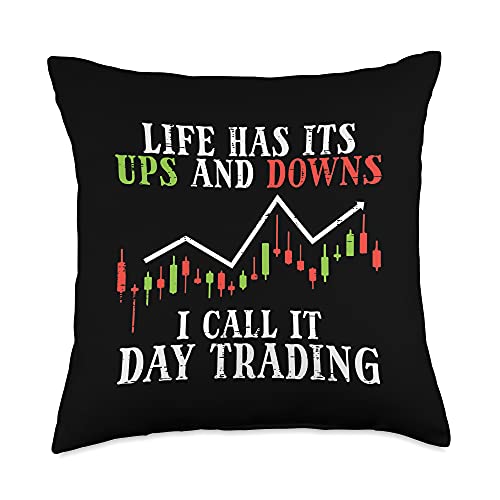 Crypto Decor Bitcoin Stock Trading Trader Gifts Life Ups and Downs Day Trading Crypto Stock Market Trader Throw Pillow, 18×18, Multicolor