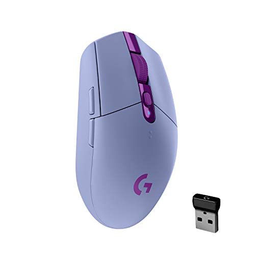 Logitech G305 LIGHTSPEED Wireless Gaming Mouse, Hero 12K Sensor, 12,000 DPI, Lightweight, 6 Programmable Buttons, 250h Battery Life, On-Board Memory, PC/Mac – Lilac