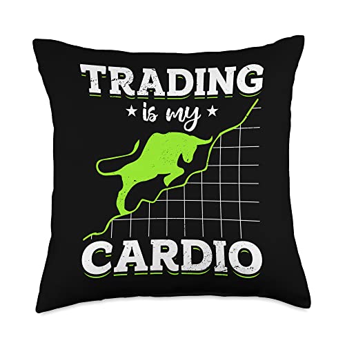 Stock Market & Day Trading Designs Stock Trading is My Cardio Day Trader Throw Pillow, 18×18, Multicolor