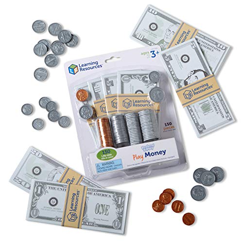 Learning Resources Pretend Play Money – 150 Pieces, Ages 3+ Play Money for Kids, Pretend Money for Kids, Play Money Set, Money and Banking Play Toys, Toddler Learning Toys