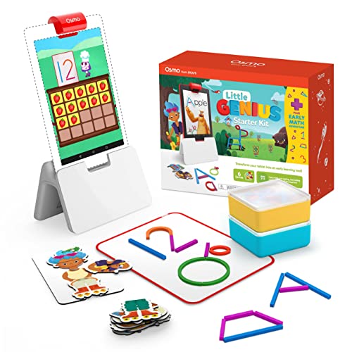 Osmo – Little Genius Starter Kit for Fire Tablet + Early Math Adventure – Valentine Toy/Gift – 6 Educational Games-Counting, Shapes & Phonics-STEM Gifts-Ages 3 4 5(Osmo Fire Tablet Base Included)