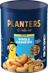 PLANTERS Deluxe Whole Cashews, 1Lb 2.25 oz. Resealable Jar – Wholesome Snack Roasted in Peanut Oil with Sea Salt – Nutrient-Dense Snack & Good Source of Magnesium