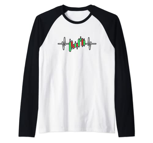 Trader Heartbeat Pulse Crypto Forex Stock Market Trading Raglan Baseball Tee