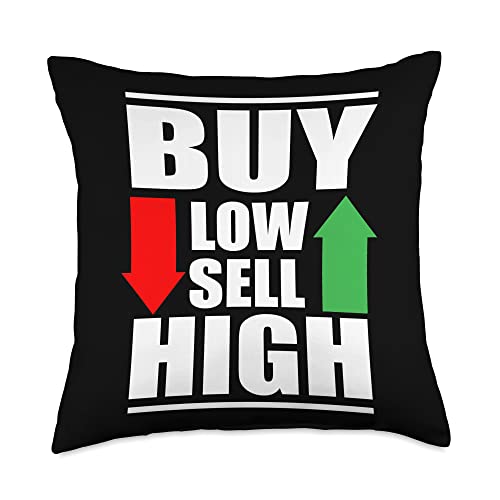 Day Trading Gifts & Accessories Trading Stock Market-Buy Low Sell High Day Trader Throw Pillow, 18×18, Multicolor