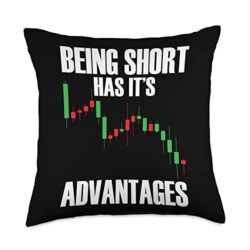 Day Trading Gifts & Accessories Trader Short Stock Market-Funny Day Trading Throw Pillow, 18×18, Multicolor