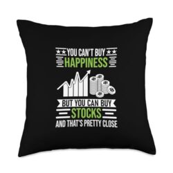 Bullish Stock Market Trading Day Trader Clothing You Cant Buy Happiness Stock Market Trading Day Trader Throw Pillow, 18×18, Multicolor