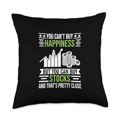 Bullish Stock Market Trading Day Trader Clothing You Cant Buy Happiness Stock Market Trading Day Trader Throw Pillow, 18×18, Multicolor