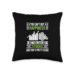 Bullish Stock Market Trading Day Trader Clothing You Cant Buy Happiness Stock Market Trading Day Trader Throw Pillow, 16×16, Multicolor