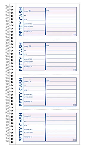 Adams Spiral Petty Cash Book, 2-Part, Carbonless, 4 Messages per Page, 200 Sets per Book (SC1156)