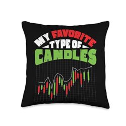 Candlestick Day Trader Gifts Stock Market Lovers My Favorite Type of Candles Stock Market Trading Throw Pillow, 16×16, Multicolor