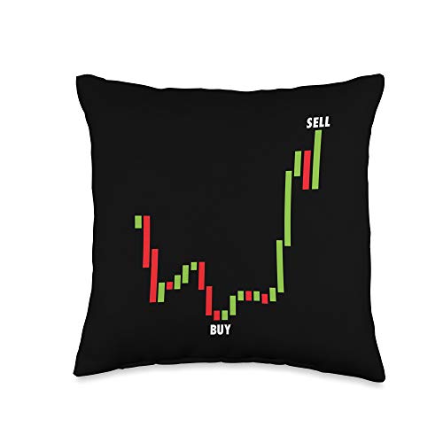 Stock Market Investing and Day Trading Tees Funny Day Buy Low Sell High Stock Trading Throw Pillow, 16×16, Multicolor