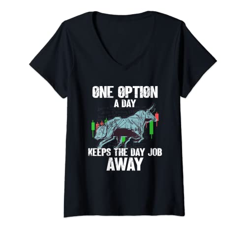 Womens One Option A Day Bull Stock Market Investor Options Trading V-Neck T-Shirt