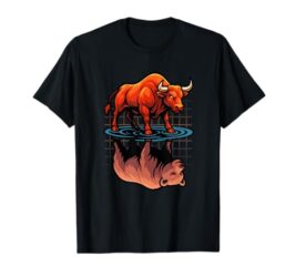 Stock Market Bull Bear Reflection Day Trader Investor T-Shirt